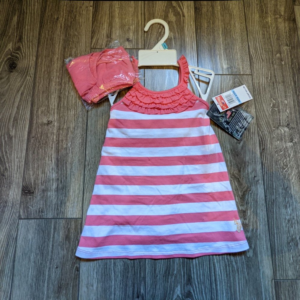 [KIDS 2/$30] NWT Baby Girl (6-9M) - U.S. POLO ASSN. 2pc Dress Set